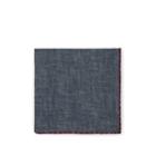 Eleventy Men's Cross-stitched Chambray Pocket Square - Red