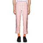 Thom Browne Men's Gingham Silk-cotton Crop Trousers - Pink