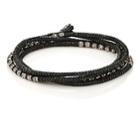 M. Cohen Men's Beads On Knotted Cord Wrap Bracelet-gray