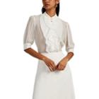 Givenchy Women's Sheer Silk Pleated-bib Blouse - White