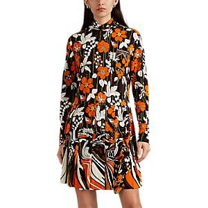 Prada Women's Floral Cady Wrap Dress - Orange