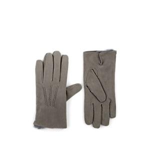 Barneys New York Men's Fur-lined Suede Gloves - Gray