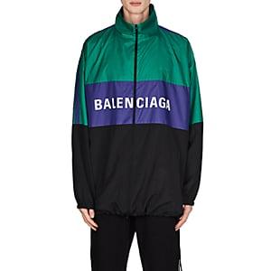 Balenciaga Men's Colorblocked Nylon Oversized Track Jacket-black