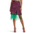 Prada Women's Logo Wool Tweed Wrap Skirt - Pink