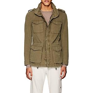 Herno Men's Hooded Cotton-blend Military Jacket-olive