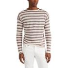 Eidos Men's Striped Linen-blend Crewneck Sweater - Red Pat.