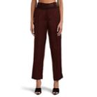 Haider Ackermann Women's Embroidered Linen-blend Straight Trousers - Brown Pat.