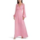 Bytimo Women's Striped Georgette V-neck Maxi Dress - Pink