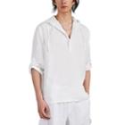 Onia Men's Kai Linen Hooded Popover Shirt - White