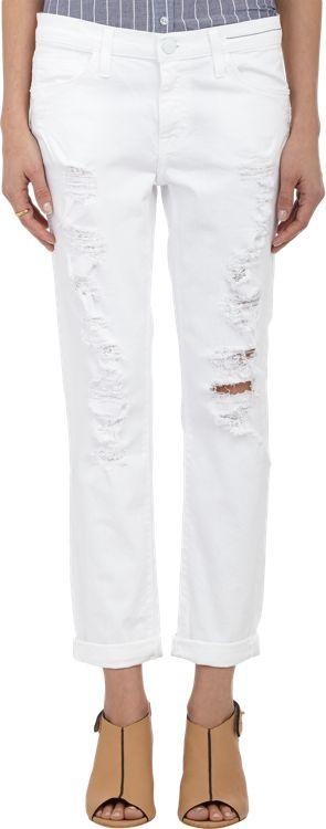 Current/elliott Distressed The Fling Jeans-white