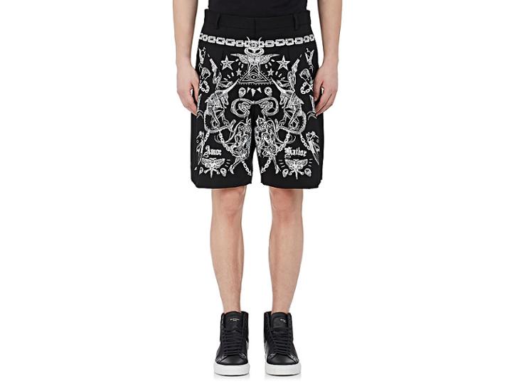 Givenchy Men's Tattoo-graphic Cotton Twill Shorts