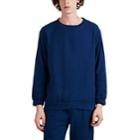 Kuon Men's Oversized Textured Cotton Sweatshirt - Navy