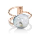 Samira 13 Women's Keshi Pearl & White Diamond Cuff Ring-rose
