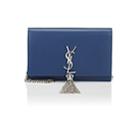 Saint Laurent Women's Monogram Kate Leather Chain Wallet-blue