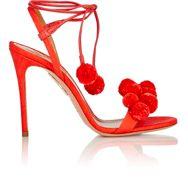 Aquazzura Pom-pom Ankle-tie Sandals-red