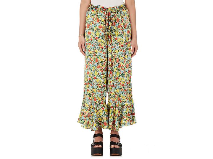 By.bonnie Young By. Bonnie Young Women's Floral Silk Ruffle Pants