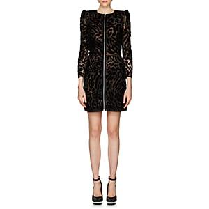 Givenchy Women's Leopard-pattern Lace & Velvet Minidress - Black