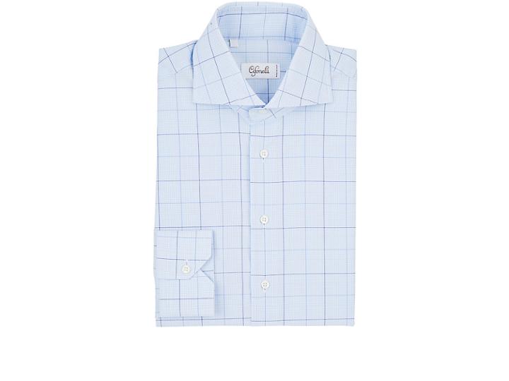 Cifonelli Men's Windowpane-checked Cotton Dress Shirt