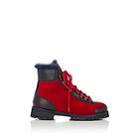 Mr & Mrs Italy Women's Fur-lined Velvet & Leather Ankle Boots-red