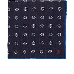 Isaia Men's Floral Linen Pocket Square-black