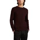 Eleventy Men's Cable-knit Wool Sweater - Dark Red