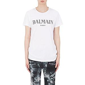 Balmain Men's Logo Cotton T-shirt-white