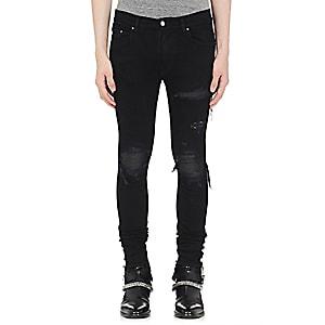 Amiri Men's Mx1 Leather-inset Slim Jeans-black