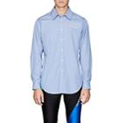 Martine Rose Men's Striped Cotton Poplin Shirt-blue