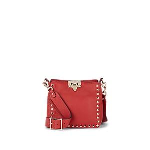 Valentino Garavani Women's Rockstud Mini Leather Crossbody Bag - Red