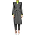 Balenciaga Women's Hourglass Checked Wool Double-breasted Coat-black