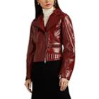 Givenchy Women's Crackled Leather Moto Jacket - Red