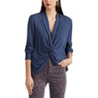 L'agence Women's Mariposa Knotted Silk Blouse - Blue