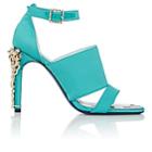 Koche Women's Jeweled-heel Satin Sandals-turquoise