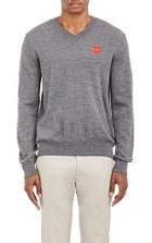 Comme Des Garcons Play Heart V-neck Sweater-grey