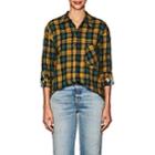 Adaptation Women's Floral-embroidered Plaid Cotton-wool Shirt-gold
