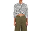 T By Alexander Wang Women's Striped Cotton Twisted Crop Top