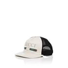 Gucci Men's Logo Leather & Mesh Trucker Hat - White