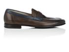 Barrett Men's Apron-toe Burnished Leather Penny Loafers