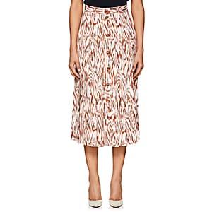 Victoria Beckham Women's Wood-print Twill Midi-skirt-rust, Off White
