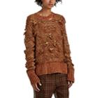 Mm6 Maison Margiela Women's Shredded Cotton-blend Sweater - Brown
