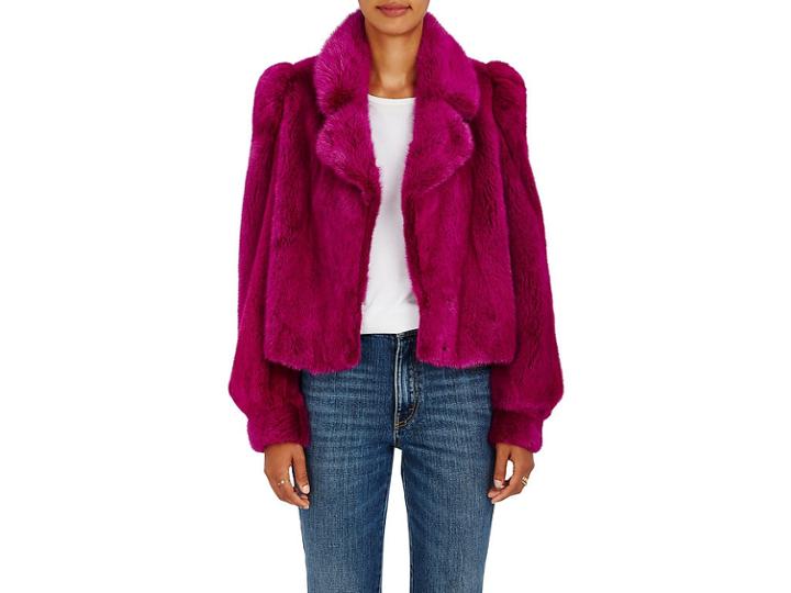 Co Women's Mink Fur Crop Coat
