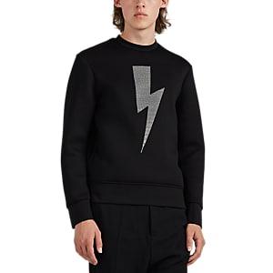 Neil Barrett Men's Crystal-bolt Neoprene Sweatshirt - Black