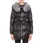 Prada Women's Fox-fur-trimmed Puffer Jacket-black