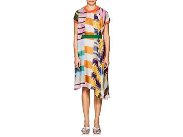 Kolor/beacon Women's Geometric-print Belted Trapeze Dress
