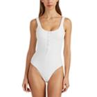 Onia Women's Sandra Ribbed Button-down One-piece Swimsuit - White