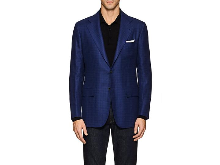 Kiton Men's Kb Checked Linen-cashmere Two-button Sportcoat
