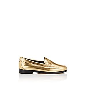 Re/done + Weejuns Women's Whitney Metallic Leather Penny Loafers-gold