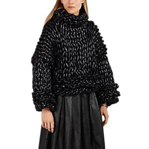 6 Moncler Noir Kei Ninomiya Women's Tech-taffeta Knit Sweater - Black