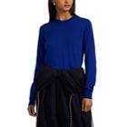 Maison Margiela Women's Elbow-patch Cotton Crewneck Sweater - Blue
