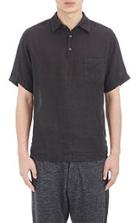 Barena Venezia Slub Linen Short-sleeve Shirt-black